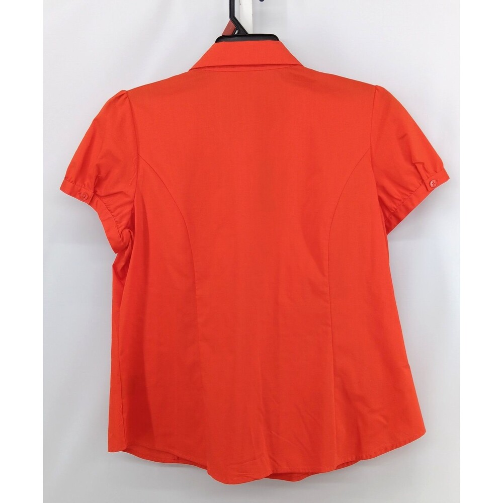 Worthington Shirt Womens Size PXL Orange Short Sleeve Collared Button Up Top NWT - Picture 3 of 8